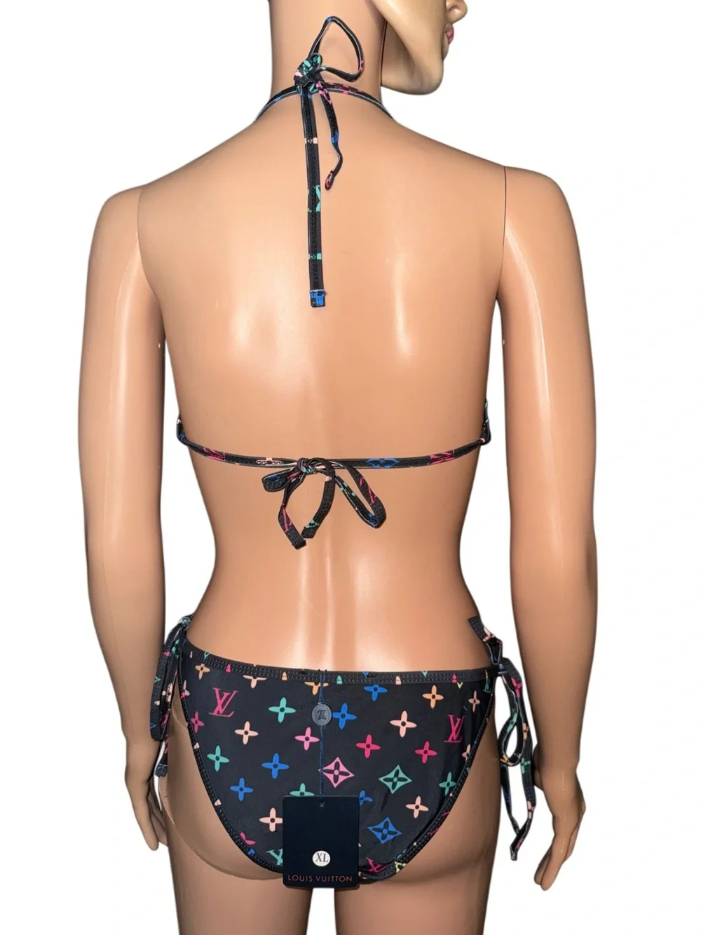 Colorful Monogram Print Triangle Bikini Set